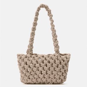 Zara Beige Woven Shopper Bag